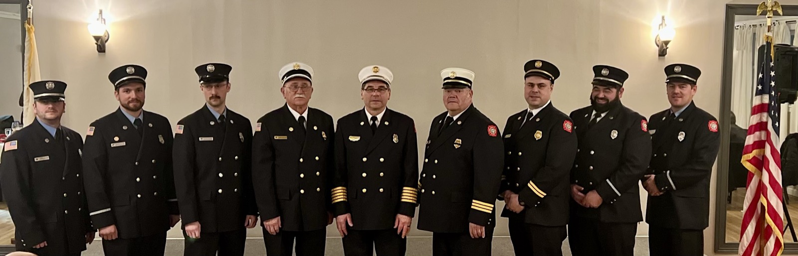 The officers of the South Foster Volunteer Fire Company in dress uniform.